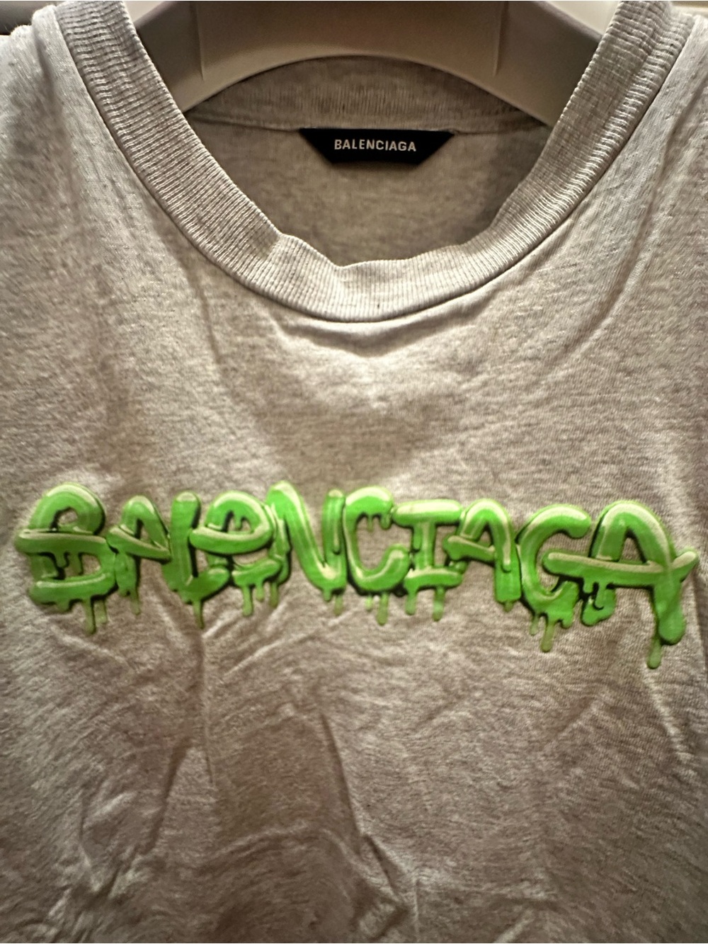 Balenciaga Black and Light Gray Logo Tag Tee